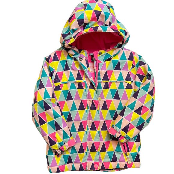 Cat & Jack Bright Color Geometric Print Hooded Winter Coat Toddler Girl's 5T
